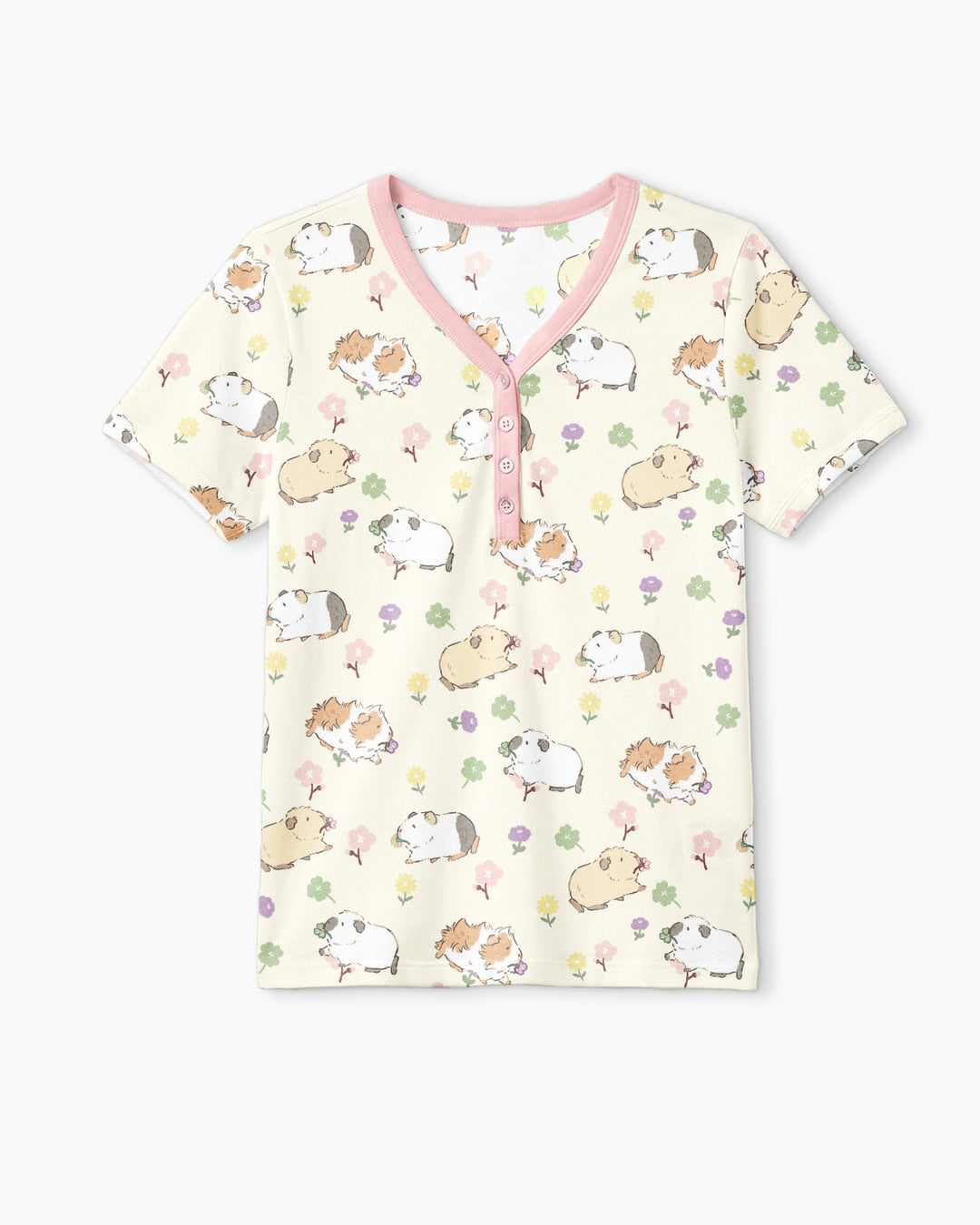 Guinea Pig Garden Bamboo Women Short Sleeve Short Pajama Set
