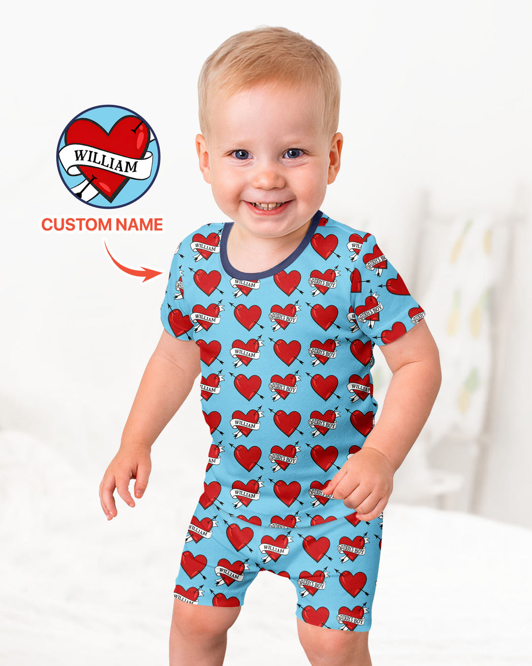 Pijama de bambú de dos piezas de manga corta con pantalón corto, plantilla personalizada