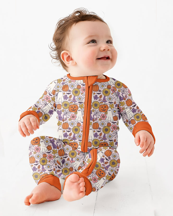 Ghost Pumpkin Fall Floral Halloween Bamboo Convertible Zippy
