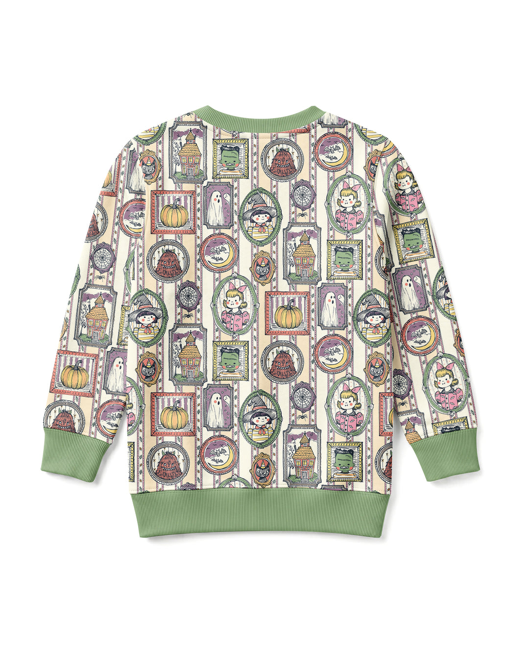 Vintage Halloween Ghost Pumpkin Portraits Bamboo Crewneck Sweatshirt