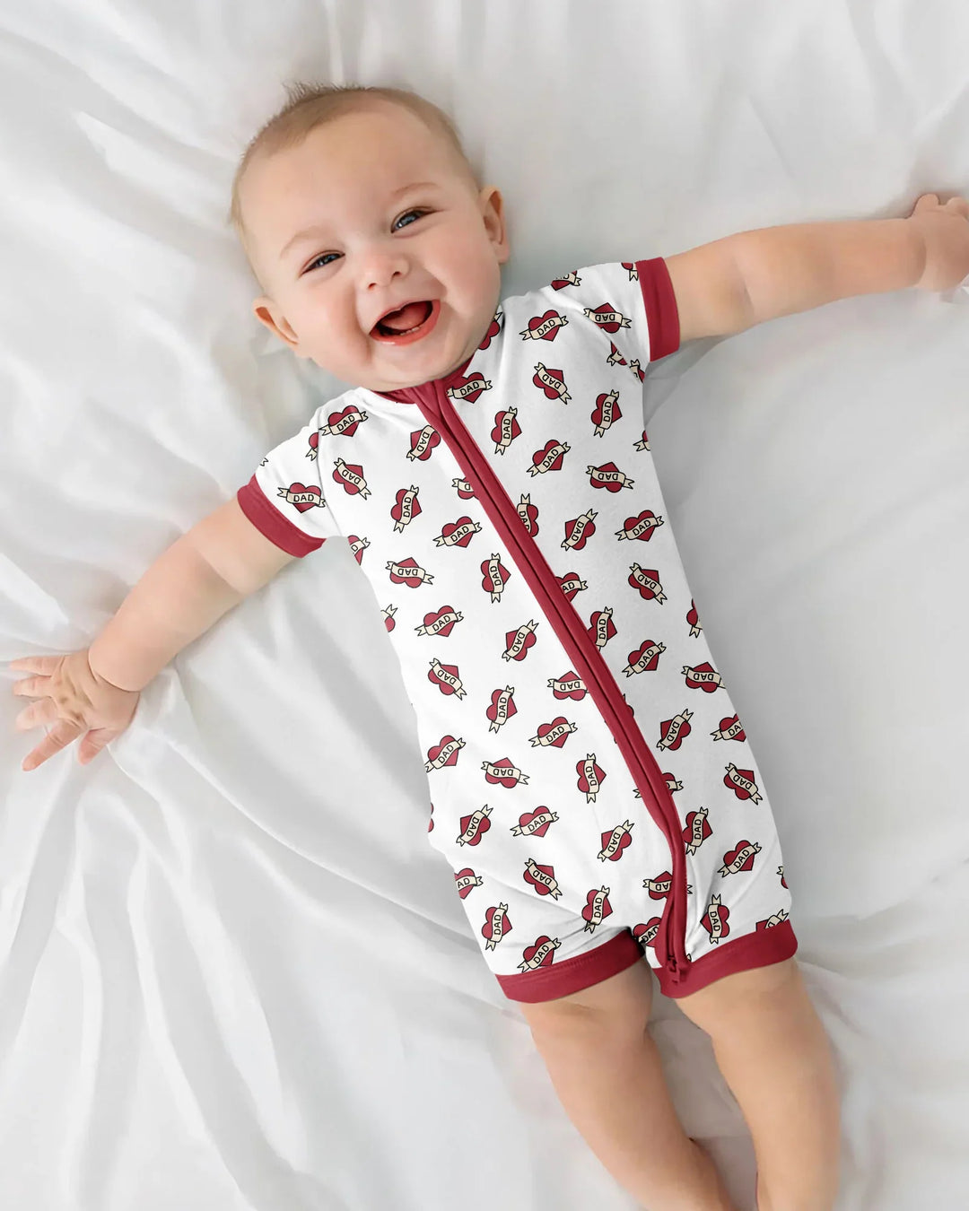 Old School Dad Hearts Daddy & Me Matching Bamboo Shorty Zippy