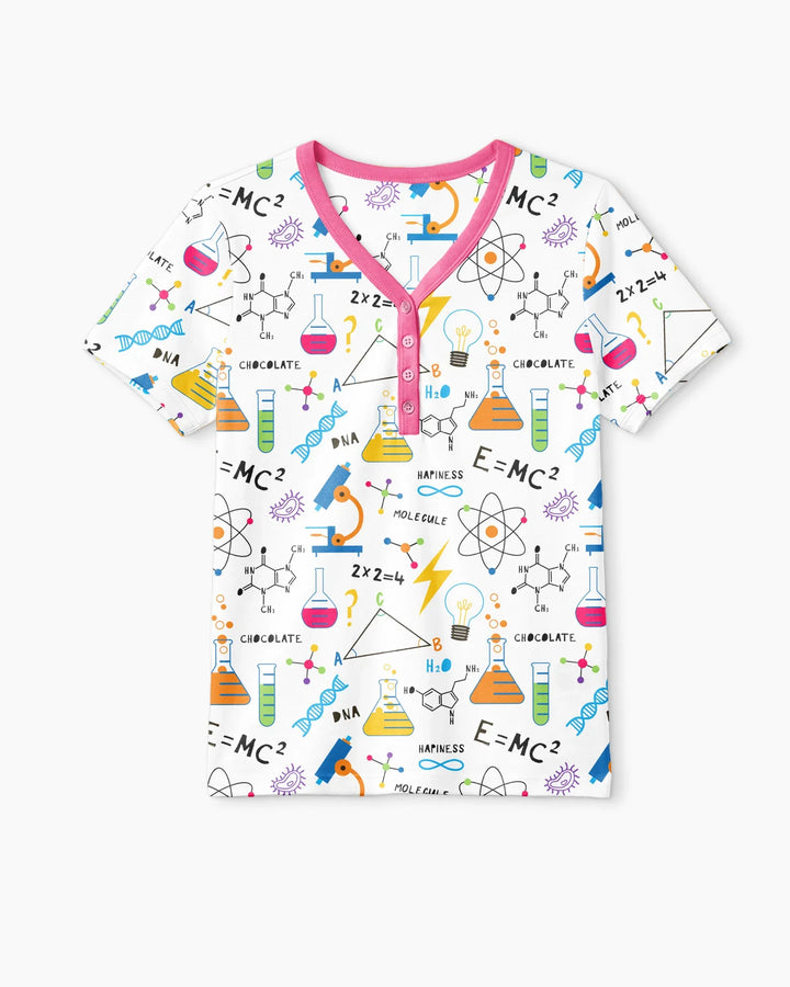 Science Explorer Family Matching Bamboo Women Short Sleeve Short Pajama Set