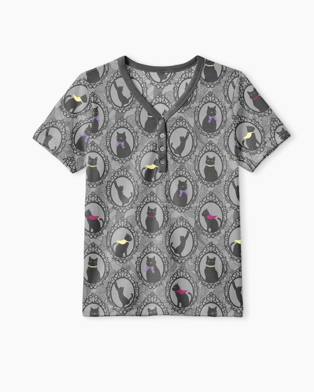 Midnight Cat Parade Bamboo Women Short Sleeve Short Pajama Set