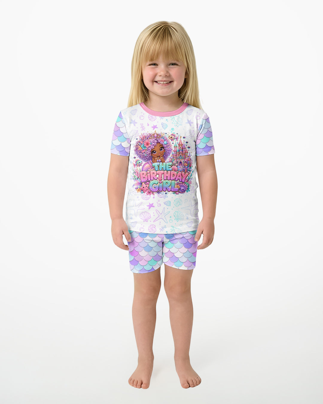 Black Mermaid The Birthday Girl Bamboo Two Piece Short Sleeve Shorts Pajama Set