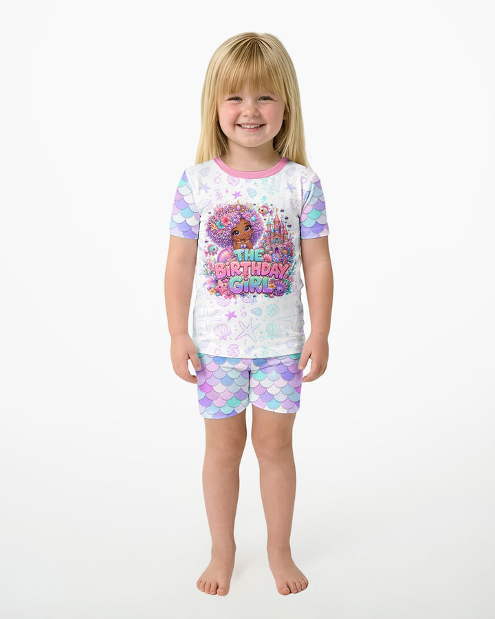 Black Mermaid The Birthday Girl Bamboo Two Piece Short Sleeve Shorts Pajama Set