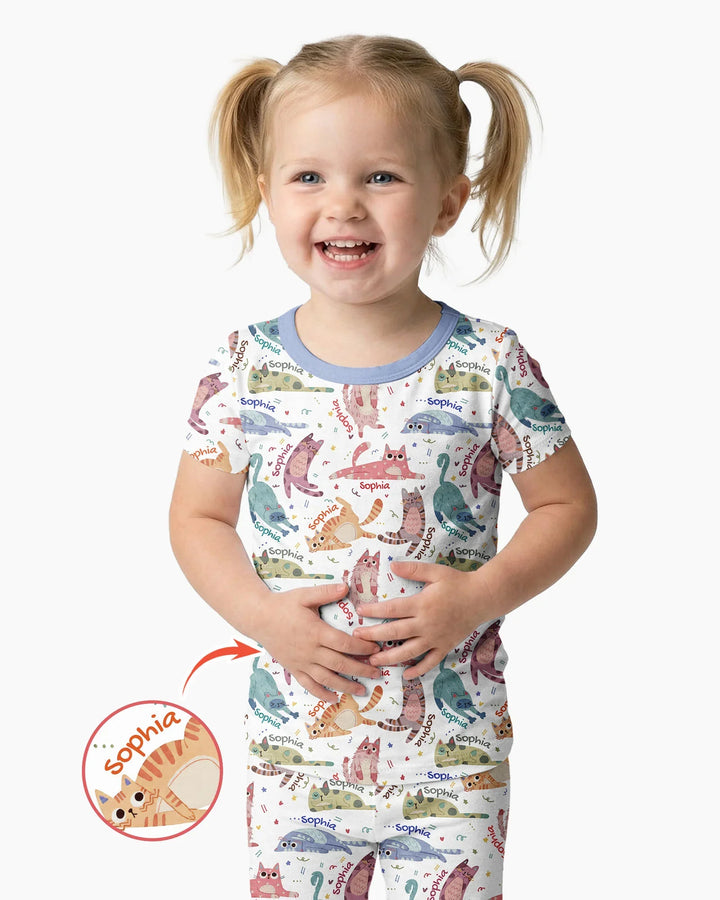 Conjunto de pijama de dos piezas de bambú de manga corta, plantilla personalizada