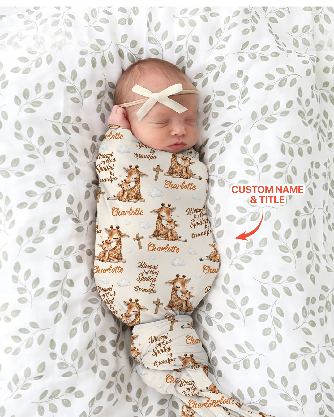 Custom Name Blessed By God Spoiled By Grandma Swaddle Blanket