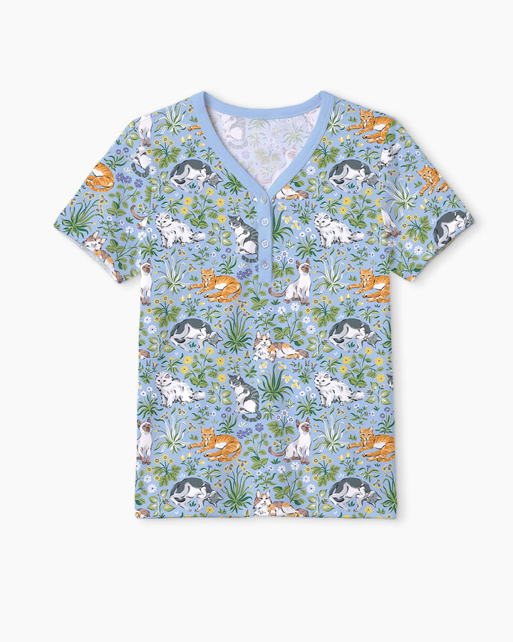 Kitten Garden Family Matching Bamboo Women Short Pajama Set