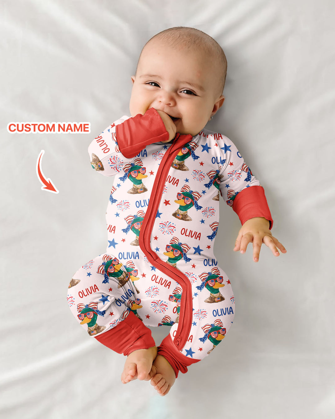 Custom Name Patriotic Mallard Duck Bamboo Convertible Zippy