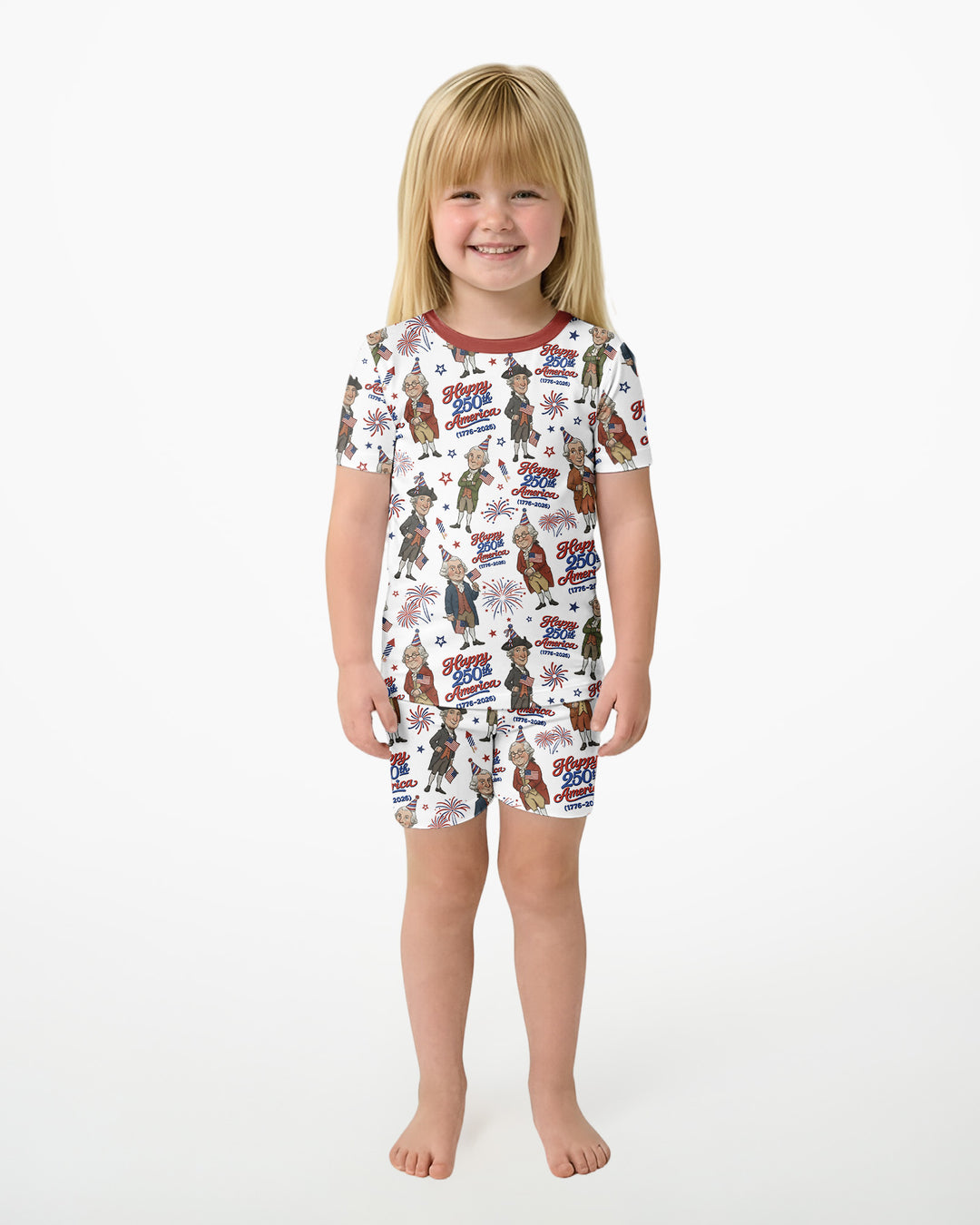 Party Like It's 1776 Family Matching Bamboo Two Piece Short Sleeve Shorts Pajama Set
