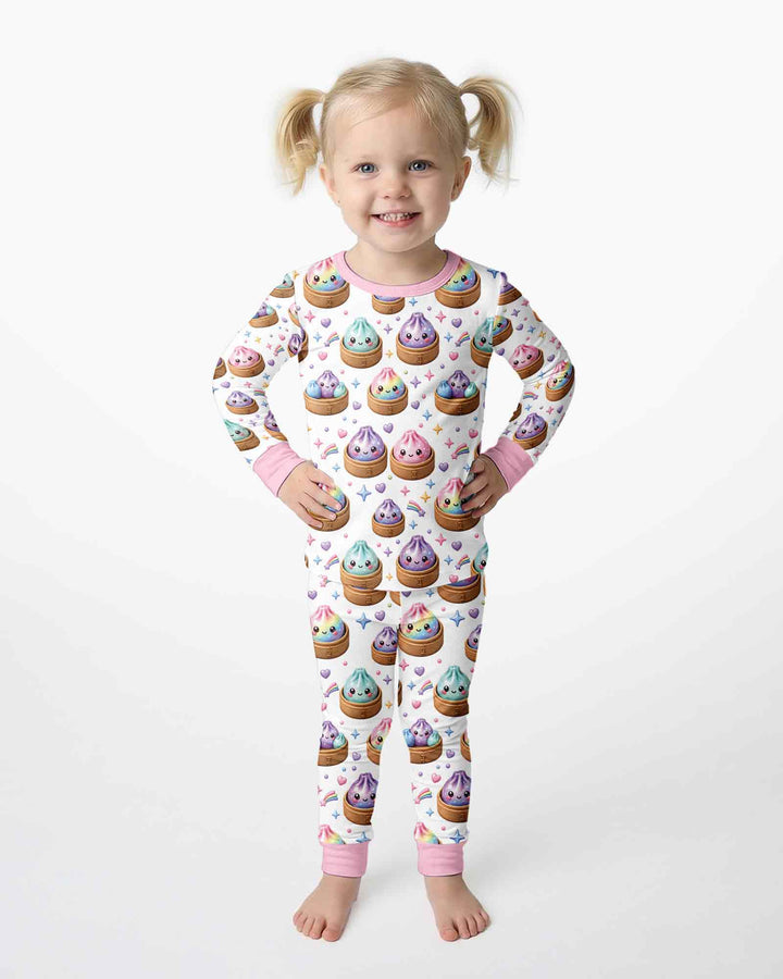 Cute Glitter Dumpling Two Piece Long Sleeve Pajama Set