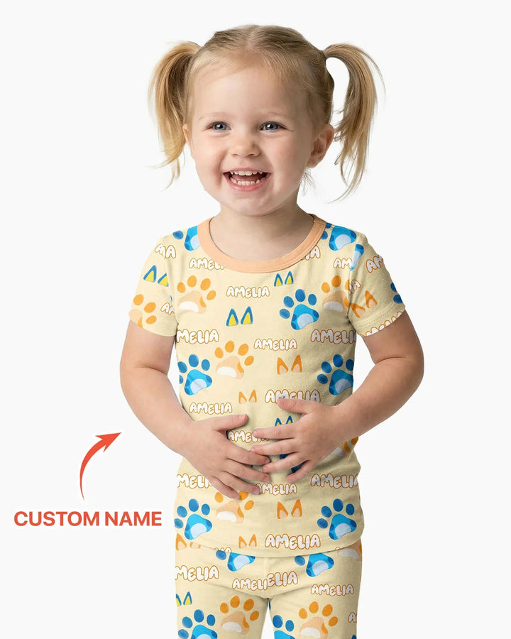 Conjunto de pijama de dos piezas de bambú de manga corta, plantilla personalizada