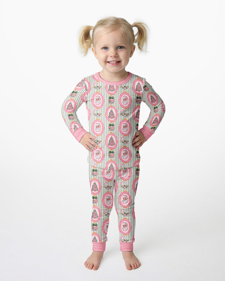 Vintage Christmas Keepsake  Bamboo Two Piece Long Sleeve Pajama Set