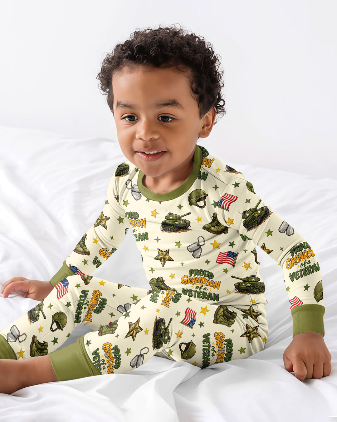 Proud Grandchild Of A Veteran Bamboo Two Piece Long Sleeve Pajama Set