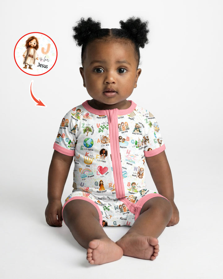 Bible ABC Alphabet Bamboo Shorty Zippy