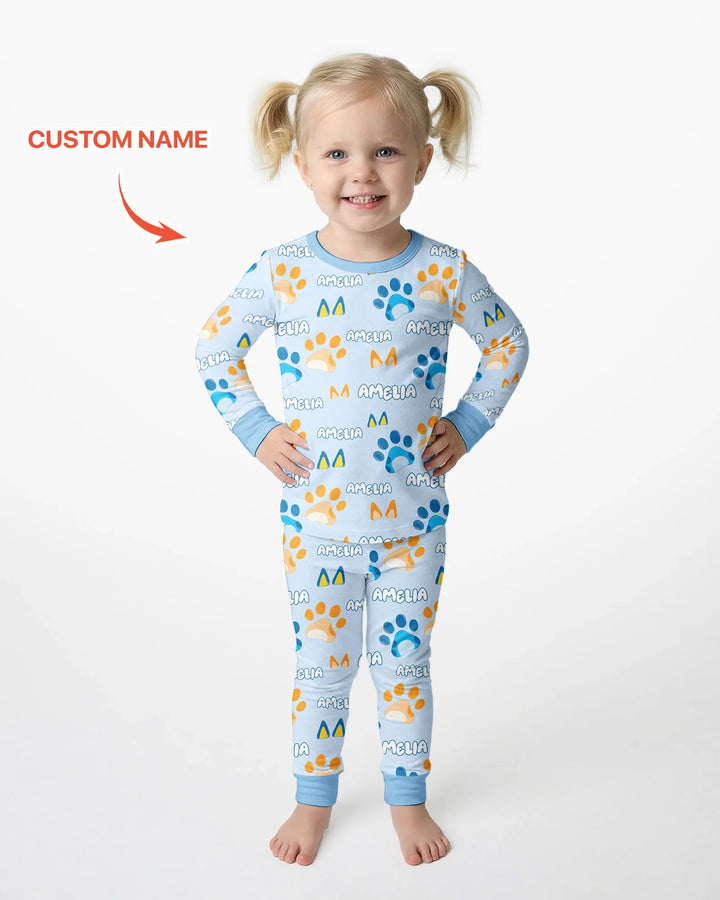 Conjunto de pijama de dos piezas de bambú con mangas largas, plantilla PERSONALIZADA