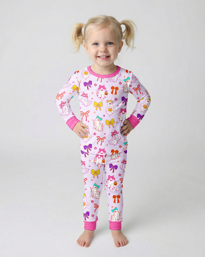 Coquette Ghost & Bow Bamboo Two Piece Long Sleeve Pajama Set