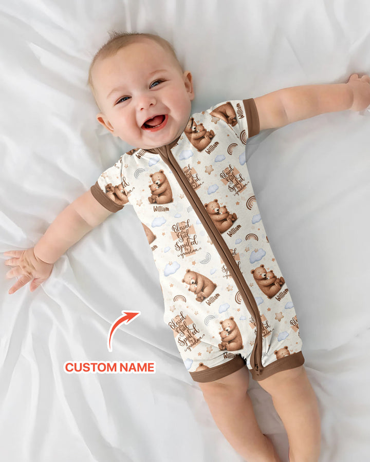 Custom Name Blessed By God Spoiled By Grandma Bamboo Shorty Zippy