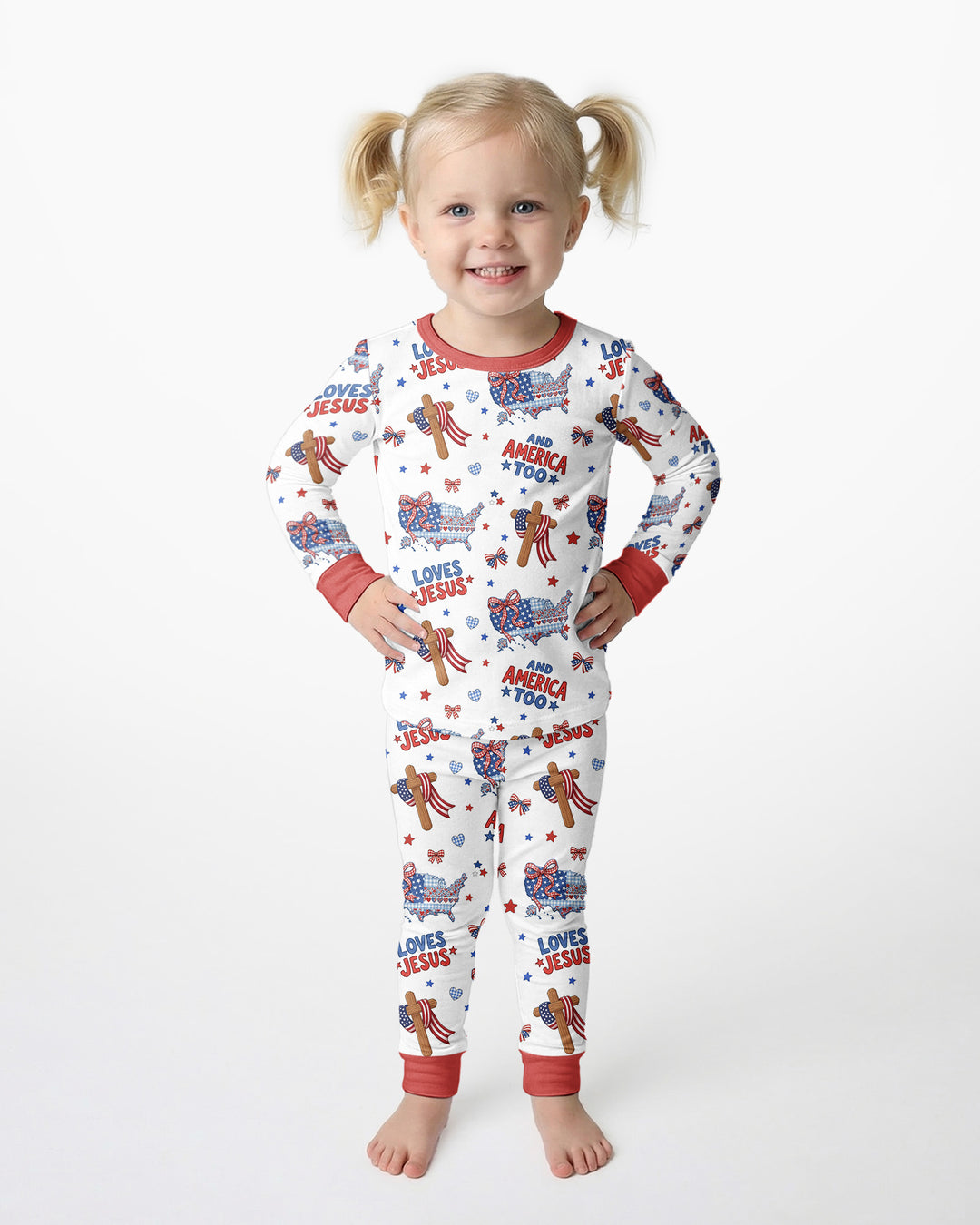 Loves Jesus And America Too Bamboo Two Piece Long Sleeve Pajama Set
