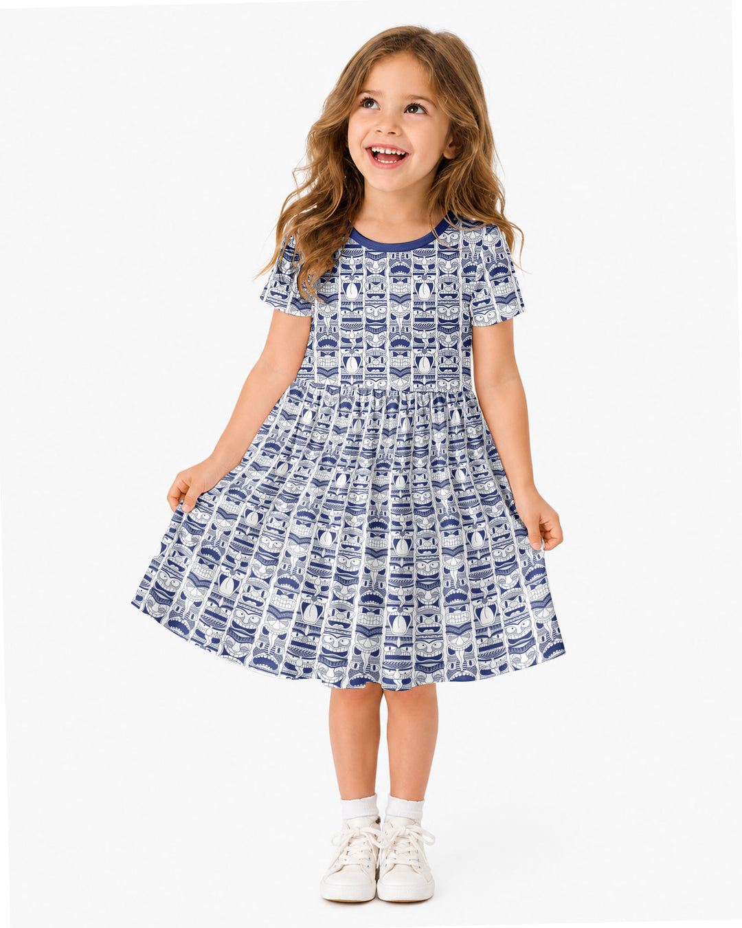Friendly Totem Pole Figures Bamboo Twirl Dress