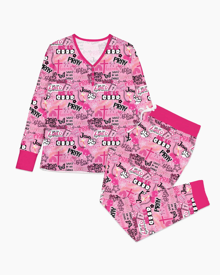 Plantilla de conjunto de pijama de mujer de bambú