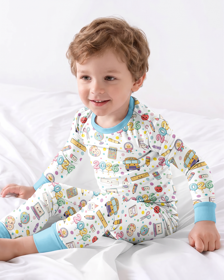 Zweiteiliges Langarm-Pyjama-Set mit Sommerfrüchten