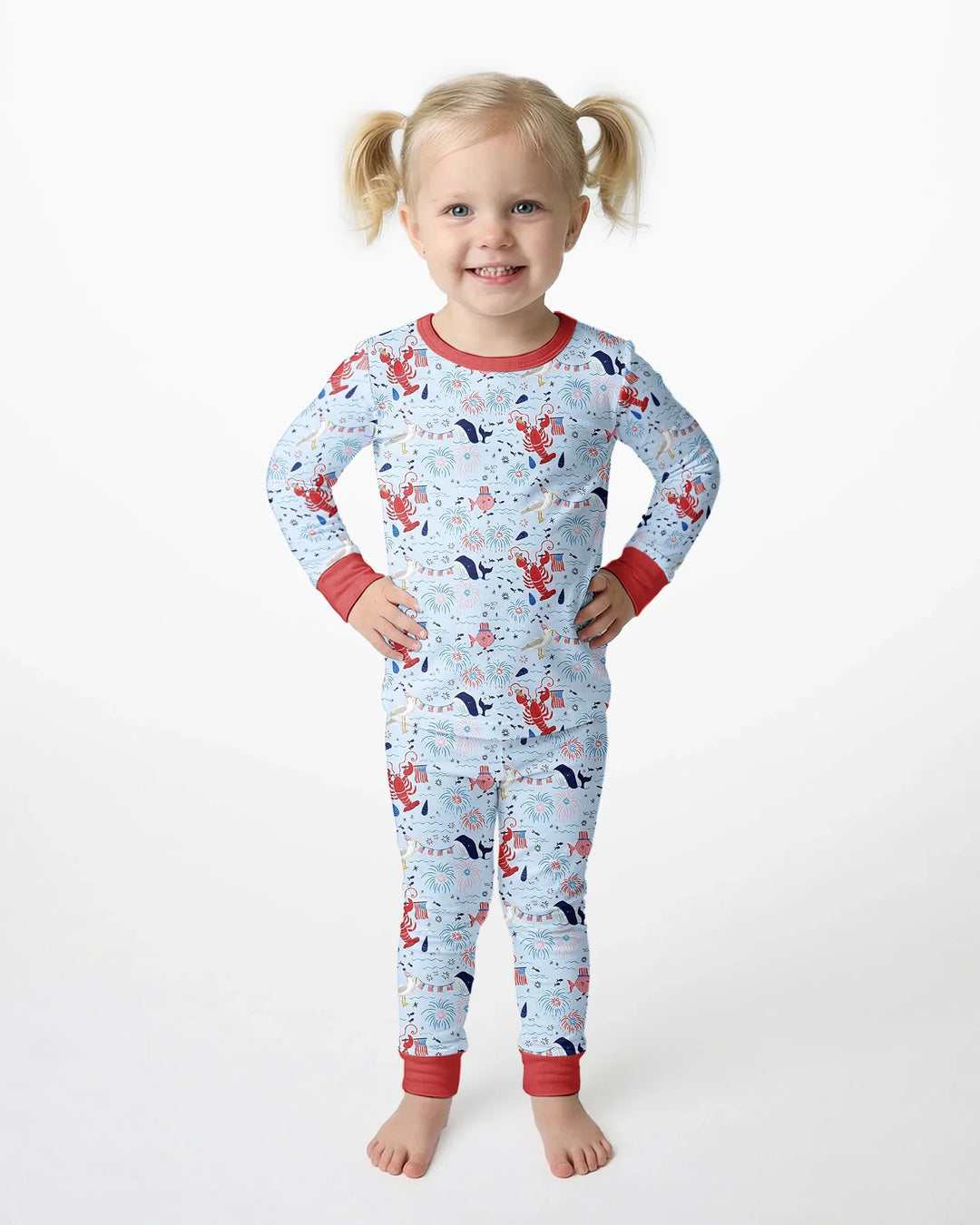 Zweiteiliges Langarm-Pyjama-Set mit Sommerfrüchten