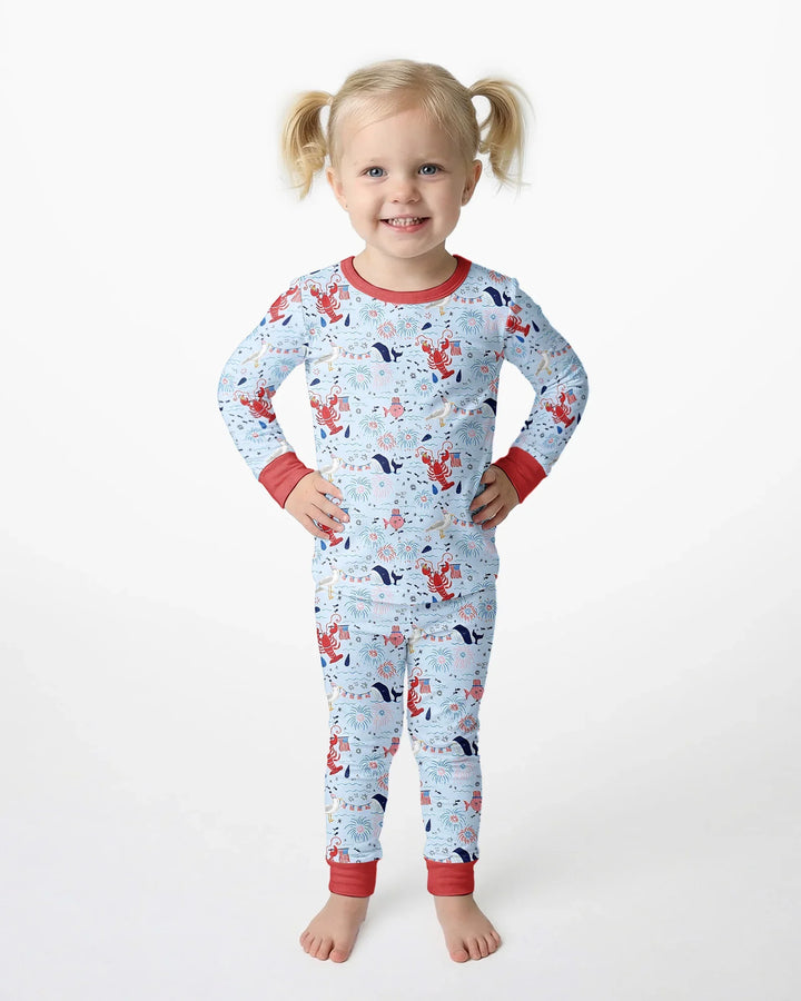 Zweiteiliges Langarm-Pyjama-Set mit Sommerfrüchten
