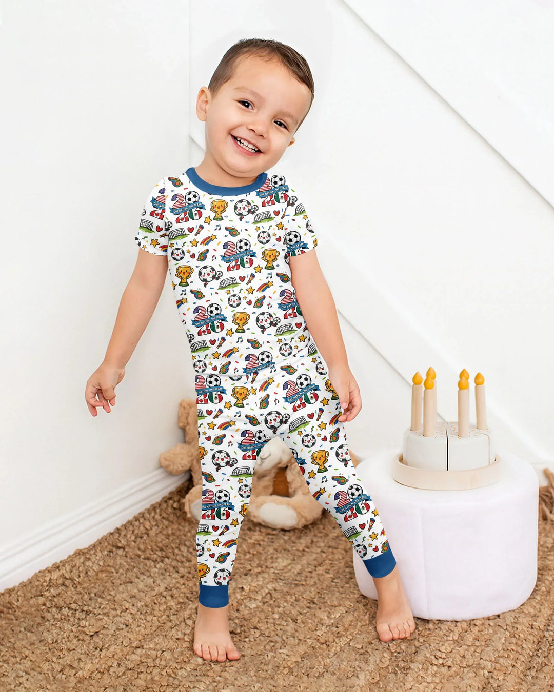 Soccer Fever 2026 Family Matching Bamboo Two Piece Short Sleeve Pajama Set