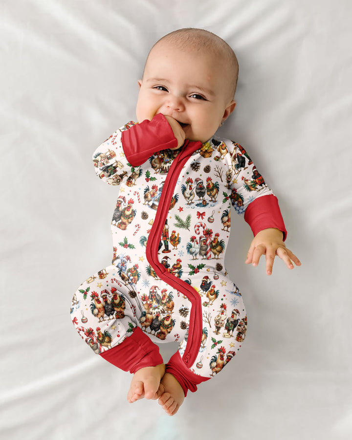 Funny Roosters On Christmas Bamboo Convertible Zippy