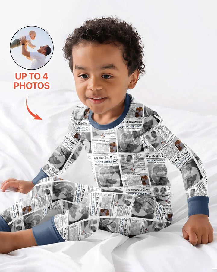 Custom Photo The Best Dad Times Bamboo Two Piece Long Sleeve Pajama Set