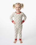 Vintage Santa Christmas Doodles Bamboo Two Piece Long Sleeve Pajama Set