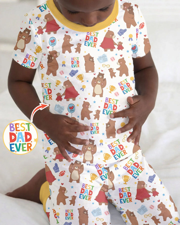 Best Daddy Bear Ever Family Matching Bamboo Two Piece Short Sleeve Pajama Set