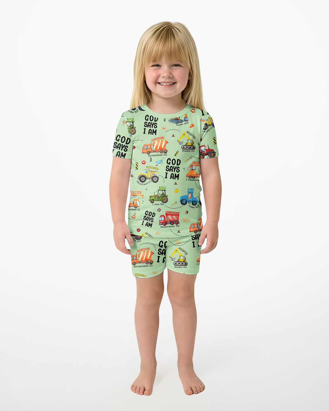Dios Dice Soy Niño Bambú Conjunto de Pijama de Dos Piezas de Manga Corta y Pantalón Corto