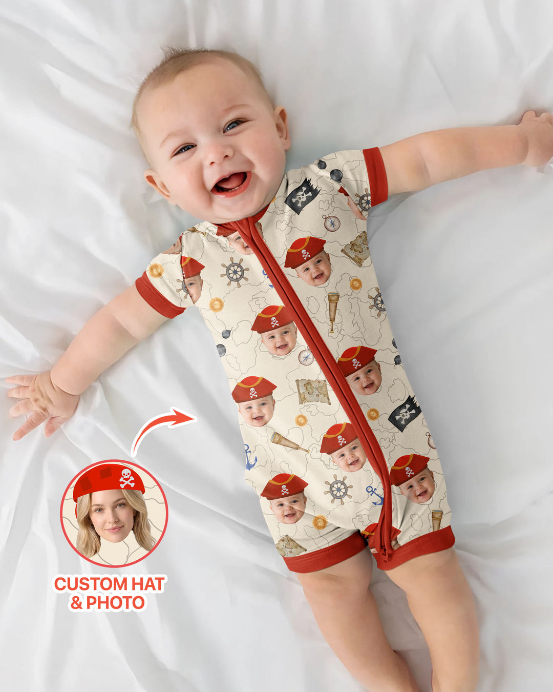 Custom Photo Treasure Map Adventures Family Matching Bamboo Shorty Zippy