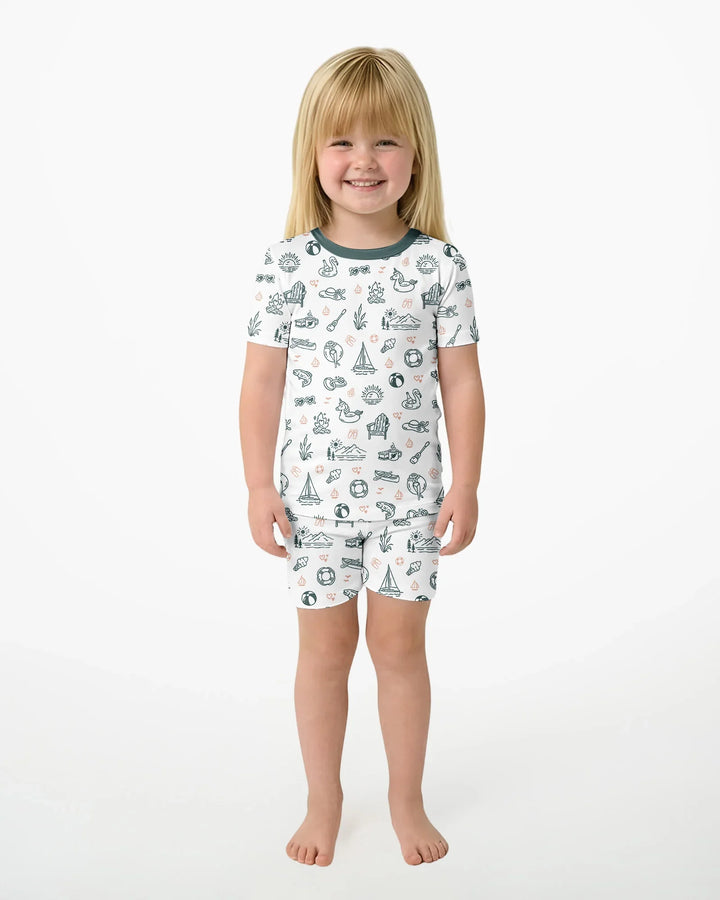 Schlafanzug-Set zweiteilig, kurze Ärmel, kurze Hose, Bambus