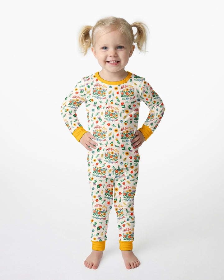 Love For All Family Matching Bamboo Two Piece Long Sleeve Pajama Set