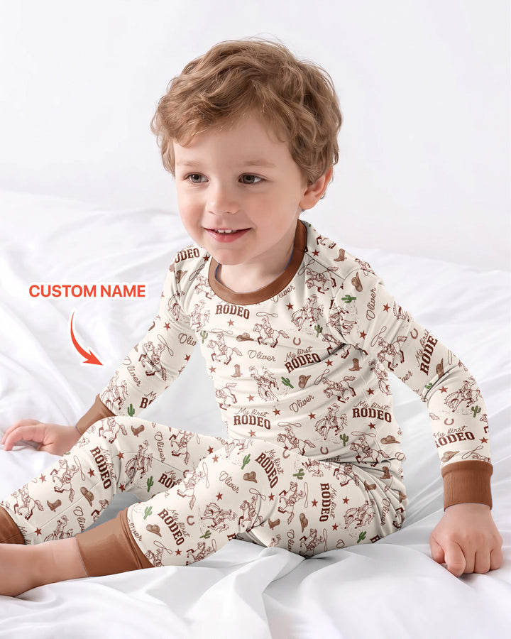 Conjunto de pijama de dos piezas de bambú con mangas largas, plantilla PERSONALIZADA