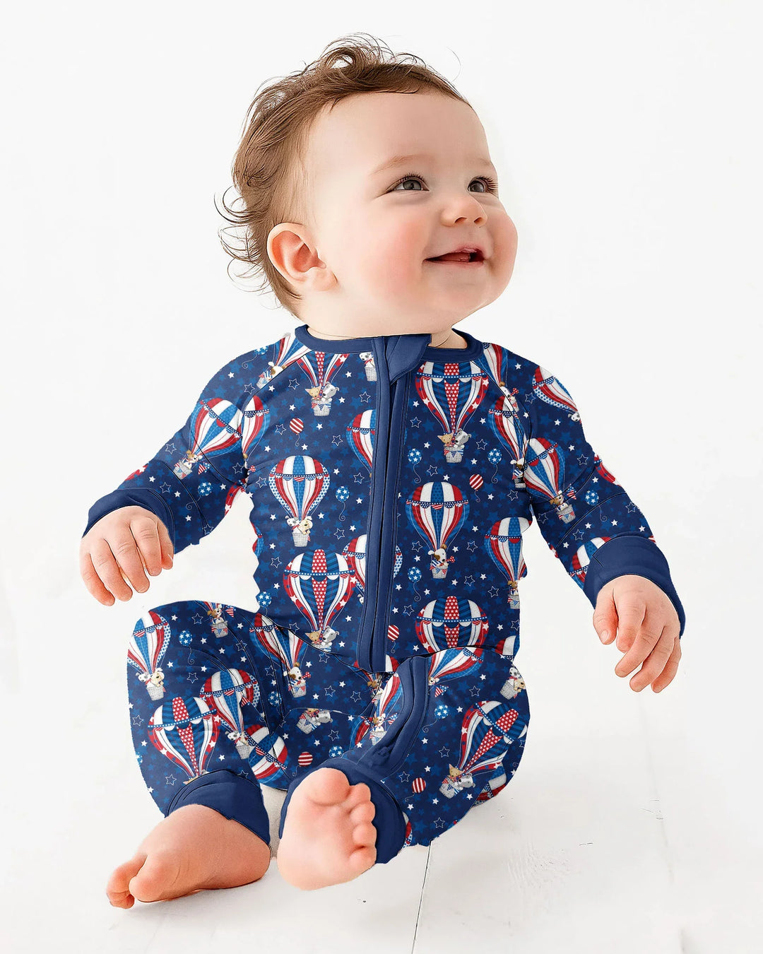 Patriotic Pups in Hot Air Balloons Family Matching Bamboo Convertible Zippy