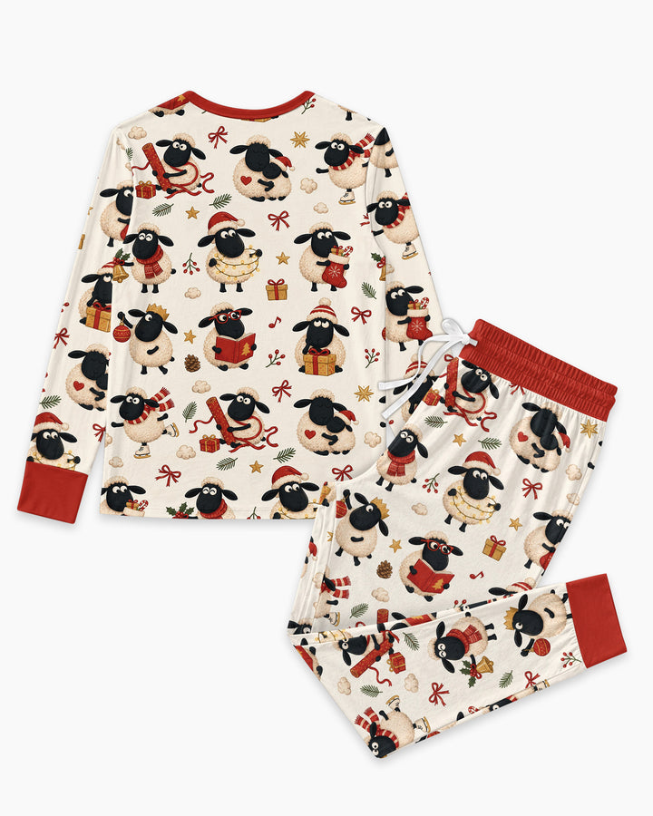 Festive Holiday Sheep Bamboo Women Pajama Set