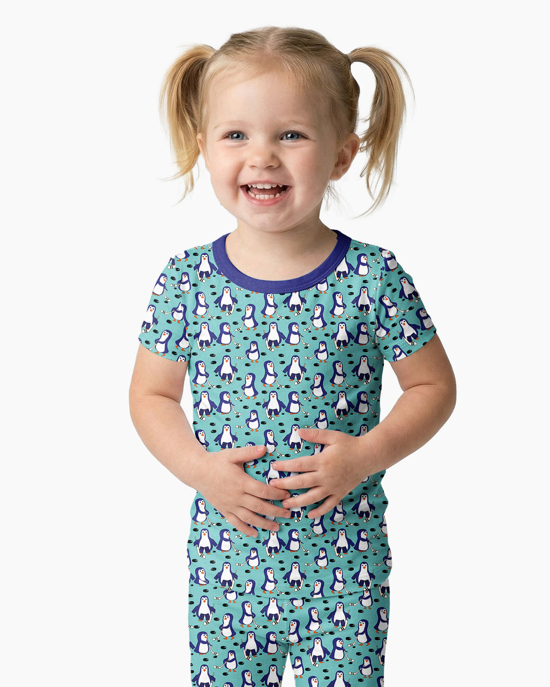Penguin Hockey Bamboo Two Piece Short Sleeve Pajama Set