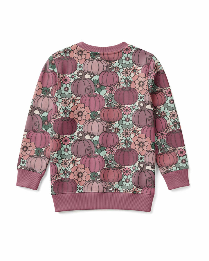 Retro Floral Pumpkin Patch Bamboo Crewneck Sweatshirt