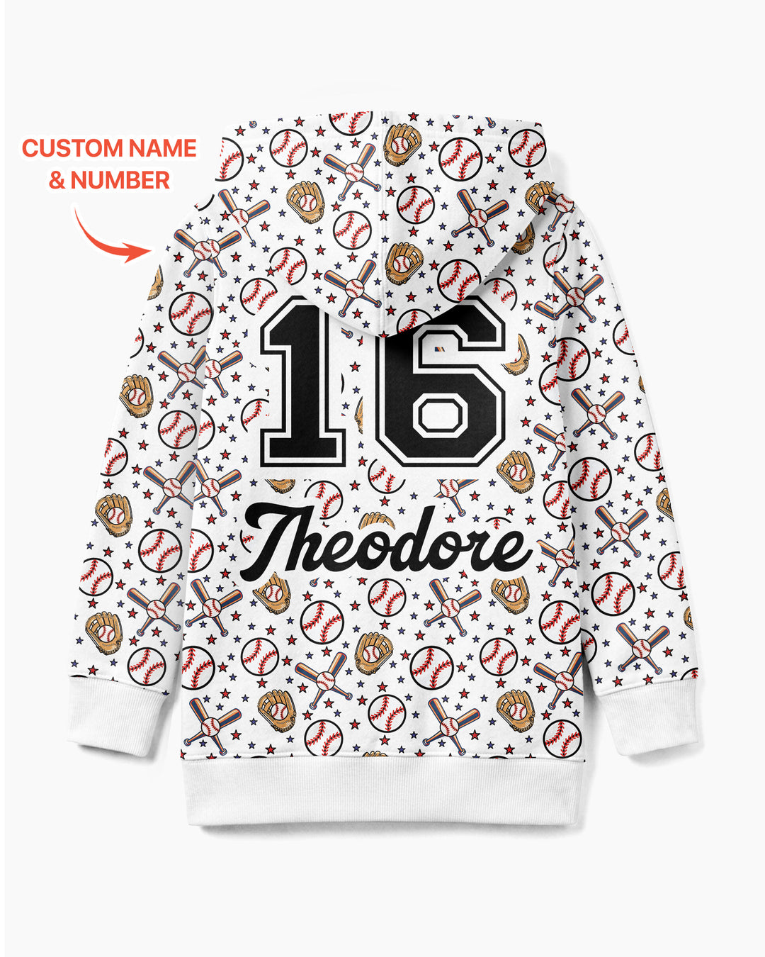 All-Star Baseball Custom Name Bamboo Zip Hoodie