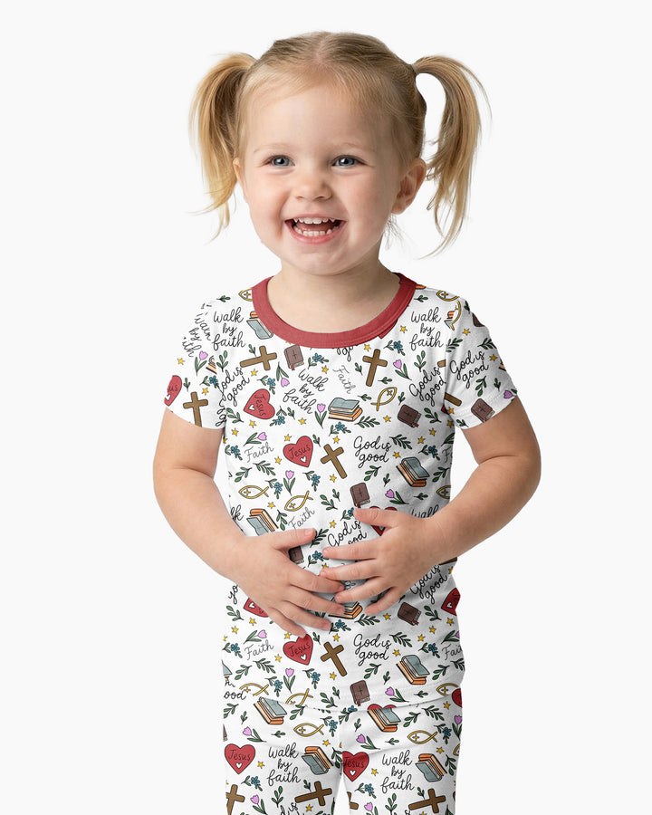 Conjunto de pijama de dos piezas de manga corta de bambú