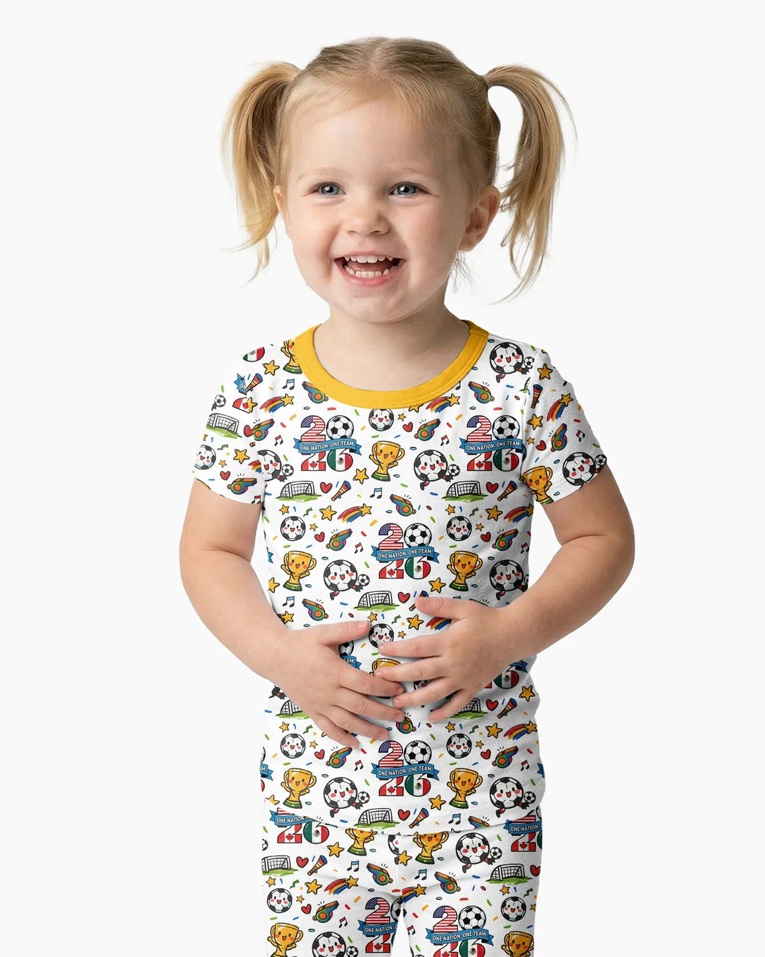 Soccer Fever 2026 Family Matching Bamboo Two Piece Short Sleeve Pajama Set