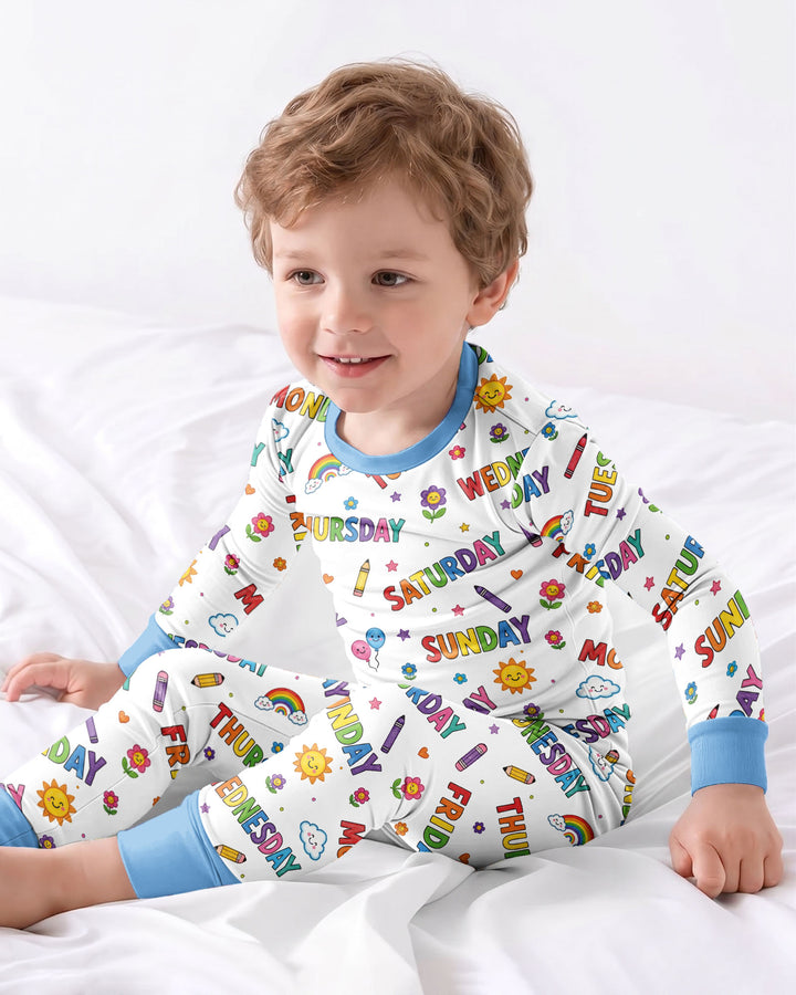 Days of the Week Bamboo Two Piece Long Sleeve Pajama Set