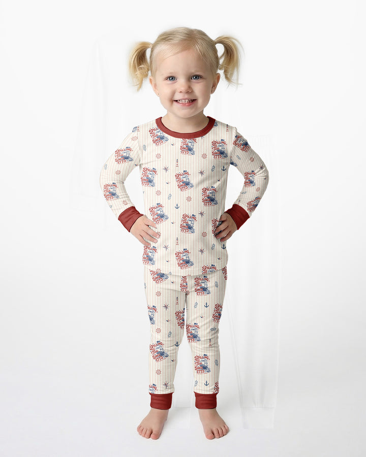 Spilling The Tea Since 1773 Family Matching Bamboo Two Piece Long Sleeve Pajama Set