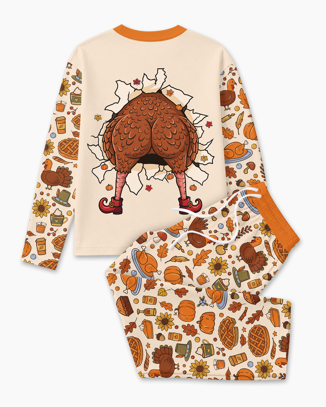 Funny Turkey on Thanksgiving Bamboo Men's Pajama Set