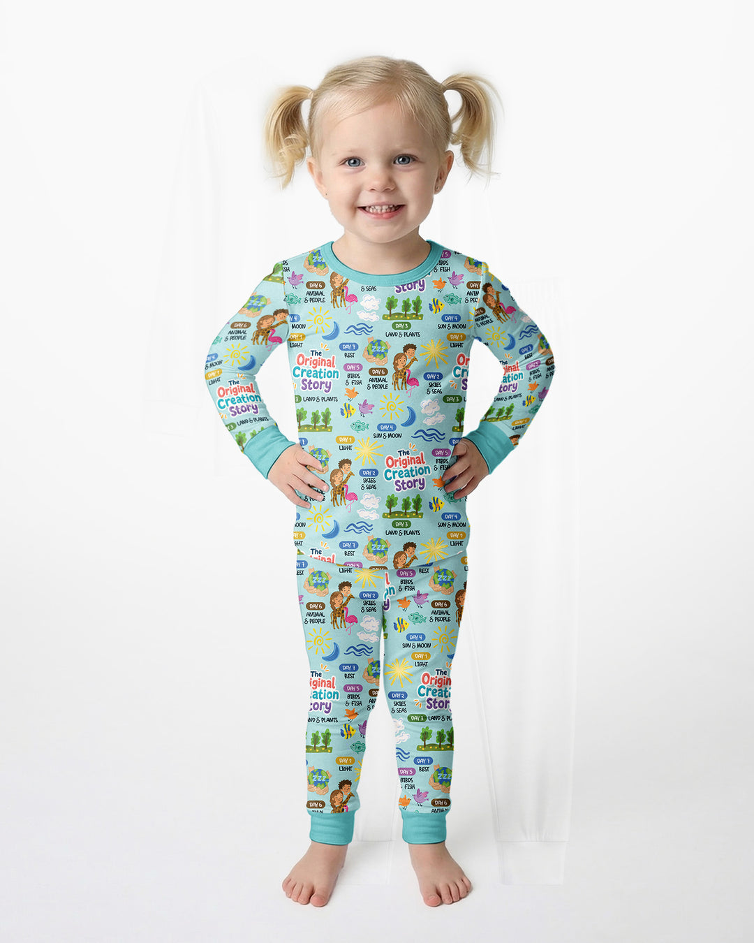 The Seven Days Of Creation Story Bamboo Two Piece Long Sleeve Pajama Set