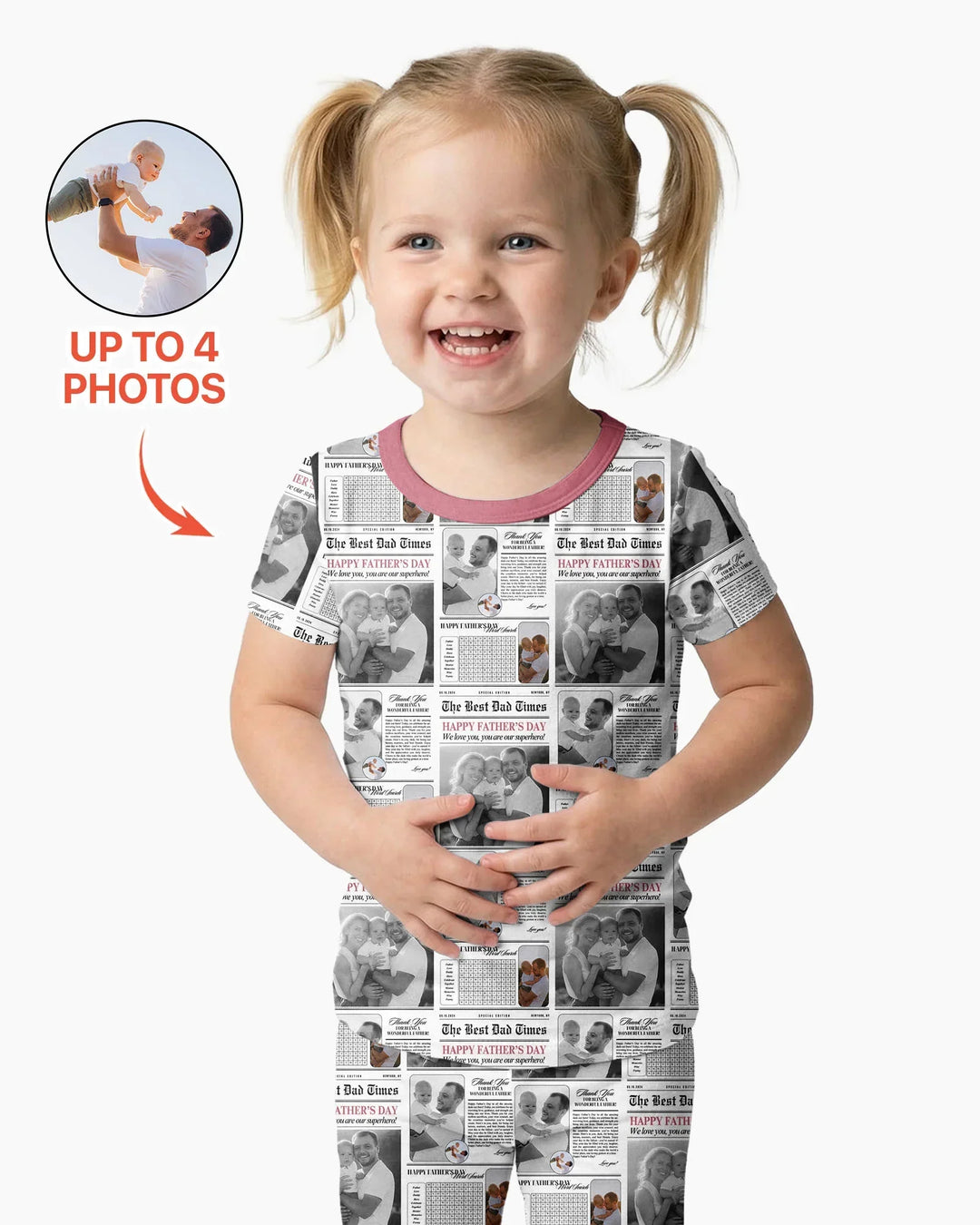 Custom Photo The Best Dad Times Bamboo Two Piece Short Sleeve Pajama Set